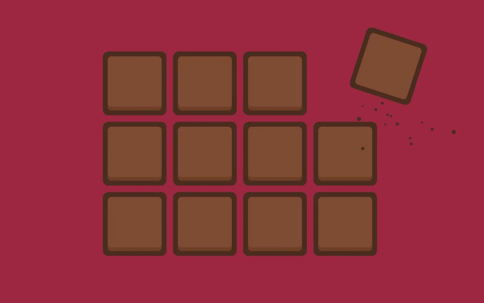 Illustration of a chocolate bar with one piece broken off